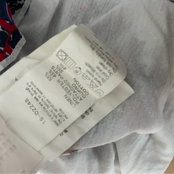 SOLD SACAI sz 2 S WHITE Linen Tee Flare Back Floral Print Short Sleeve Tshirt - Picture 10 of 12